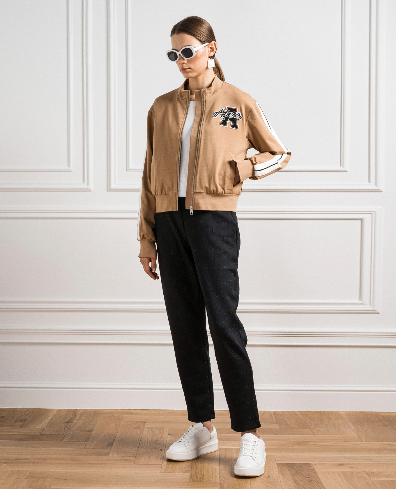 

Brown sports jacket with logo Twinset Actitude