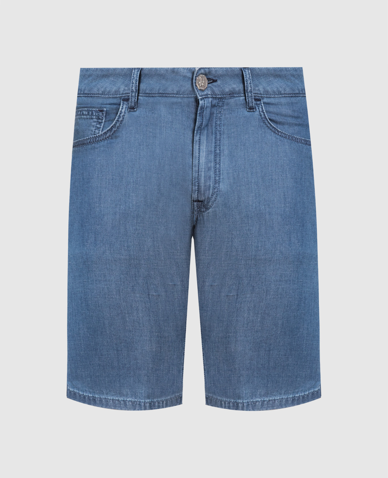 

Blue denim shorts with logo Stefano Ricci, Light blue