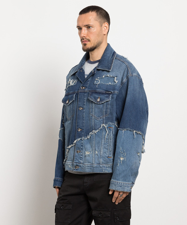 Dolce&Gabbana - Blue denim jacket with a distressed effect