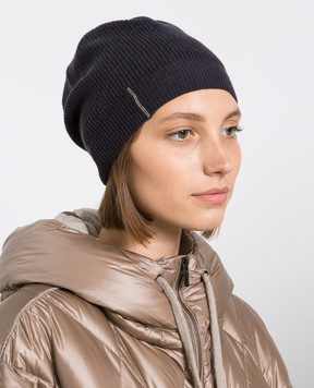 Peserico Blue cap made of wool, silk and cashmere with a monil chain S36151F12K09018