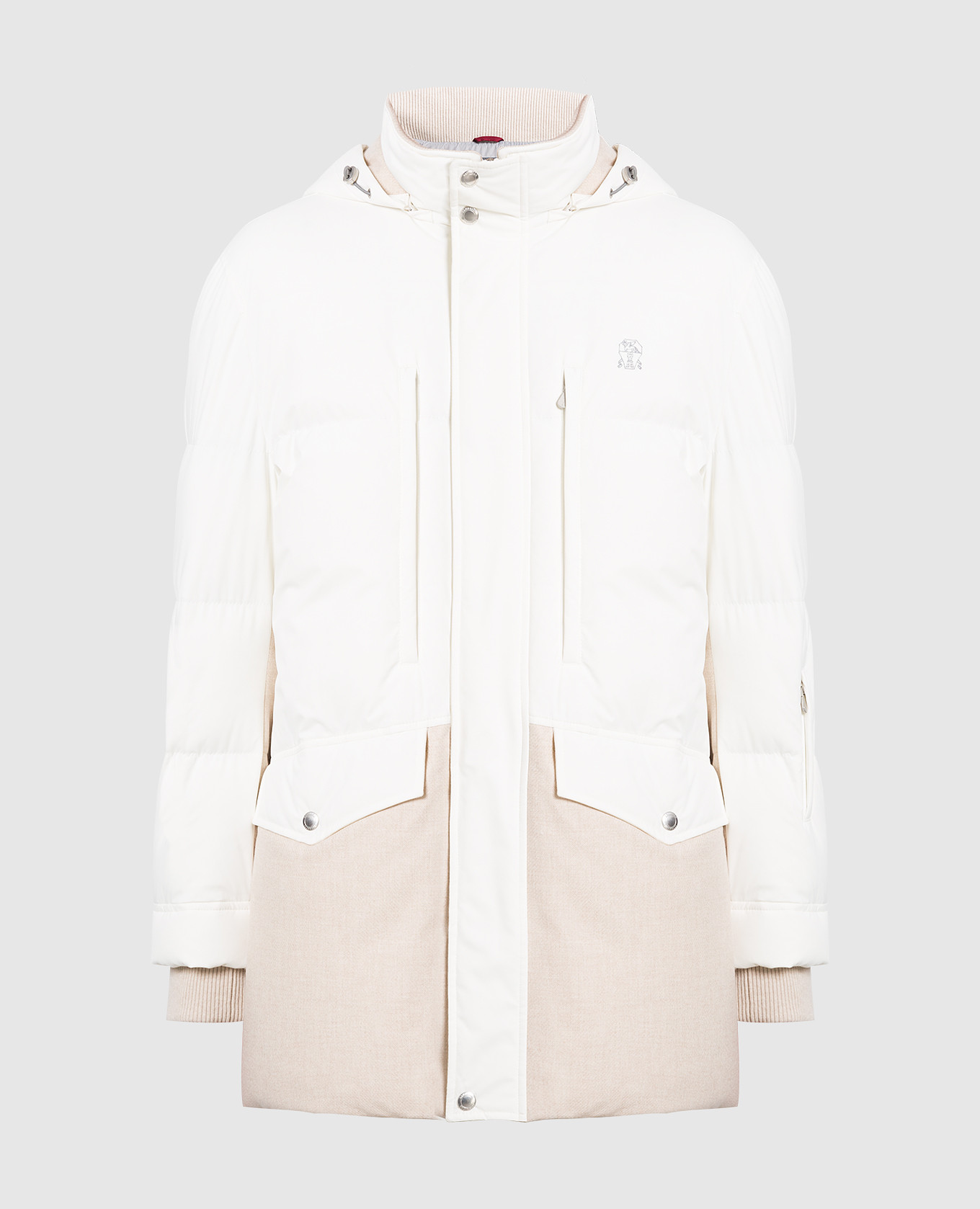 

Milky down jacket with logo embroidery Brunello Cucinelli, Бежевый