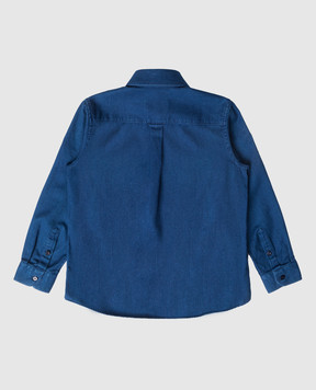 Stefano Ricci Children's blue shirt with metal logo YC003197EX1500