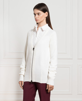 Tom Ford White wool cardigan with logo patch CAK338YAX579