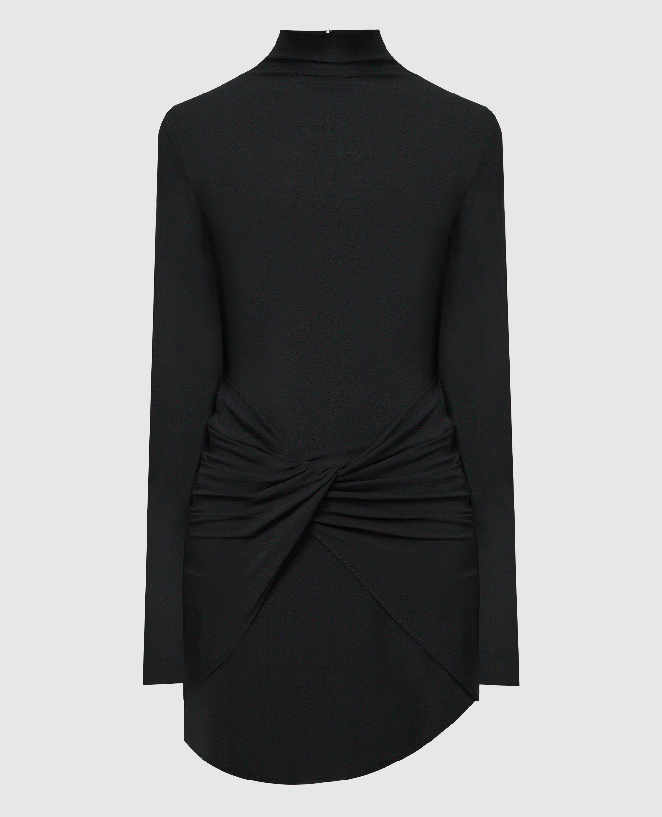 

Black mini dress of asymmetrical cut with logo Off-White, Черный