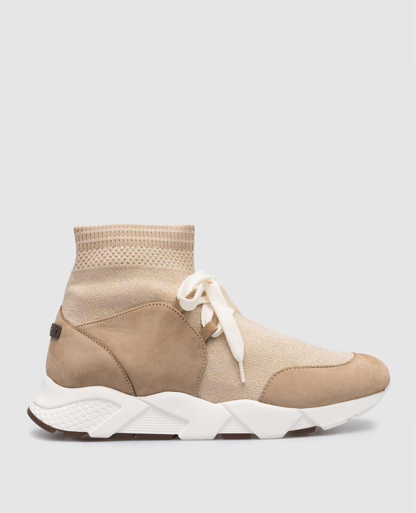 Beige combined sneakers with lurex peserico