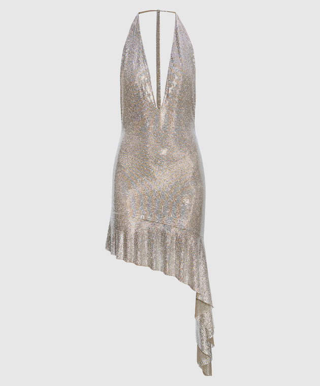 Giuseppe Di Morabito Milano - Silver dress with crystals and open back  FW23328DRC212 - shop with Greece delivery at Symbol