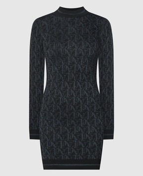 Palm Angels Black logo mini dress with lurex PWHI048R24KNI001