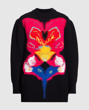 Alexander McQueen Black Orchid Intarsia Wool Sweater 758350Q1A6H