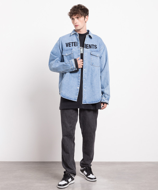 Vetements - Blue denim shirt with logo UE54SH180NM - shop Vetements - Blue denim shirt with logo UE54SH180NM - shop