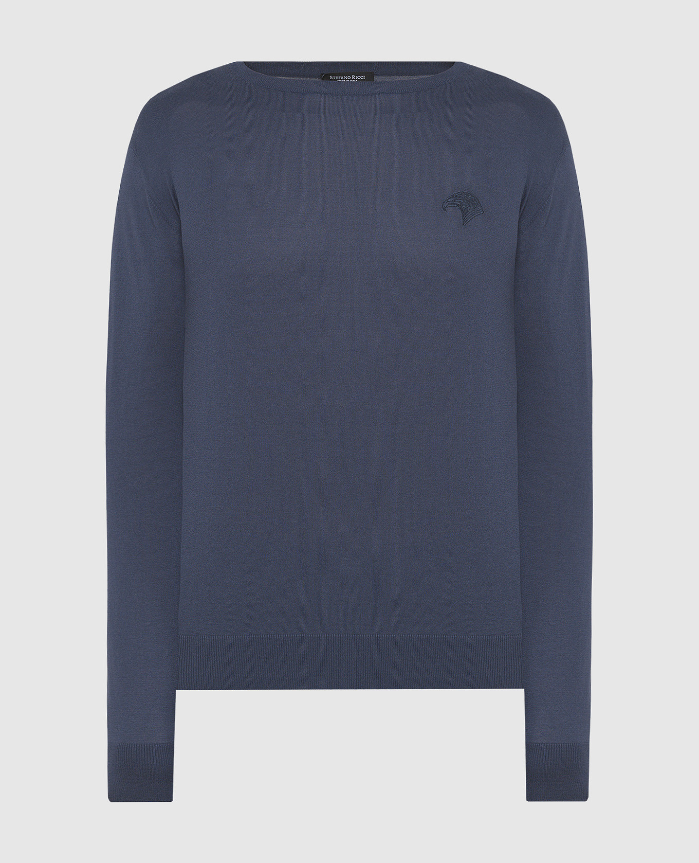 

Blue jumper with logo emblem embroidery Stefano Ricci