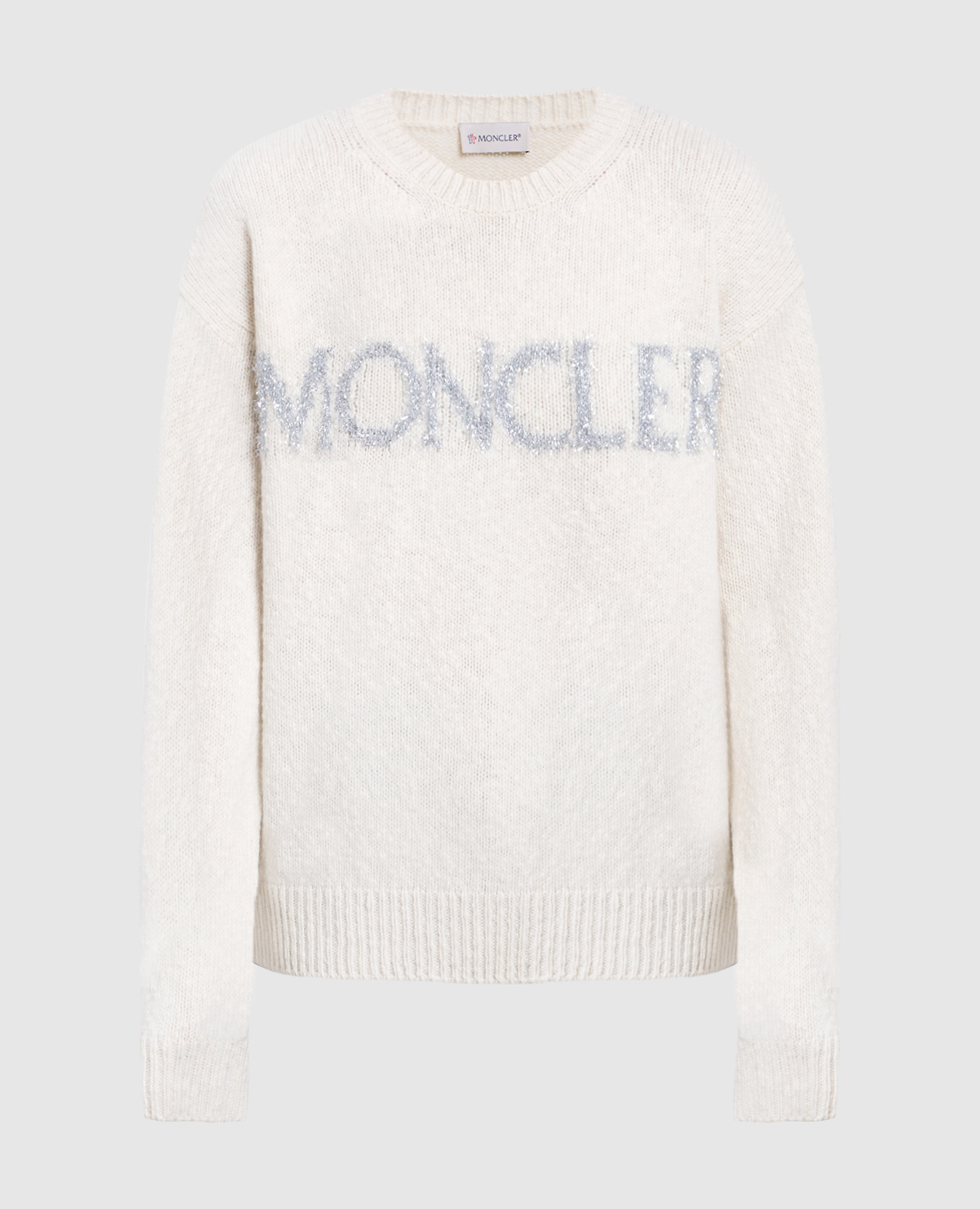 

White wool sweater with logo Moncler