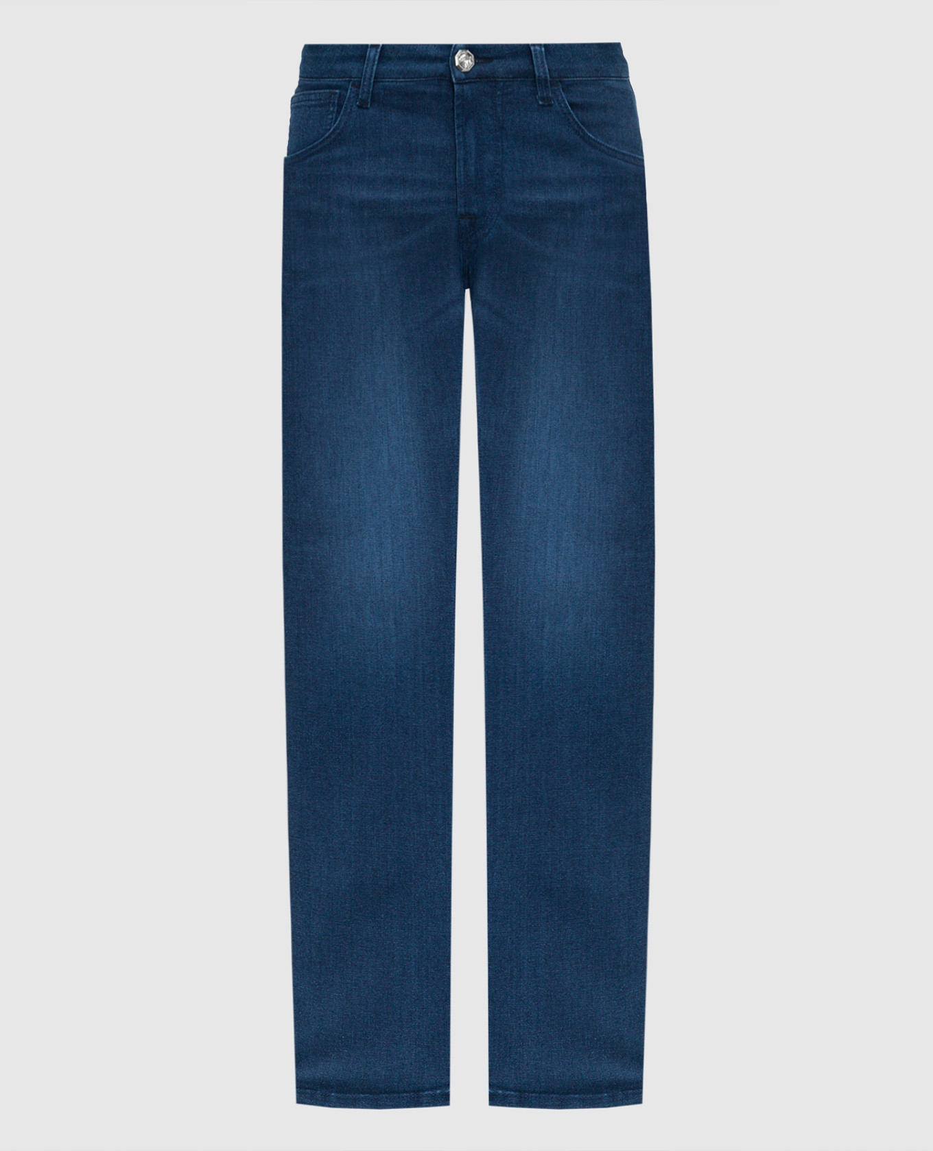 Blue slim fit jeans with logo patch Stefano Ricci