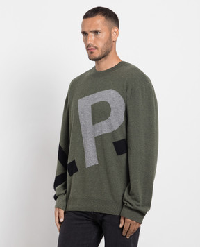 A.P.C Green wool jumper with logo pattern WVBBXH23222