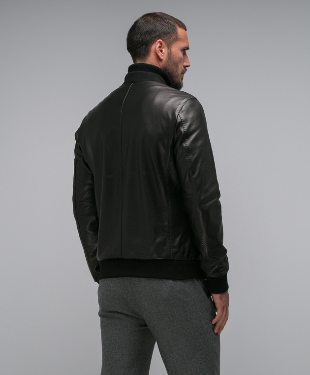 Cashmere&Whiskey - Black leather bomber jacket 1615MATADOR