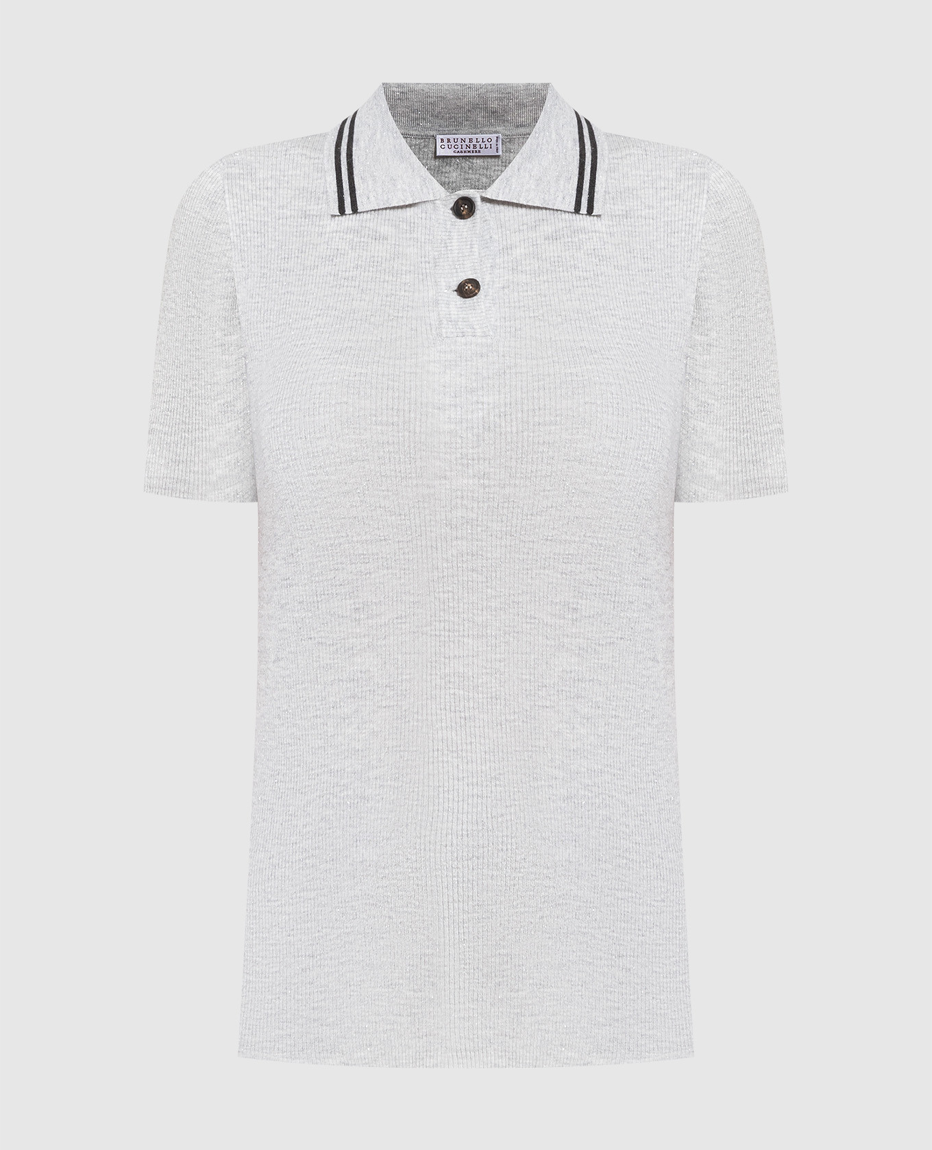 

Gray polo shirt with lurex Brunello Cucinelli, Grey