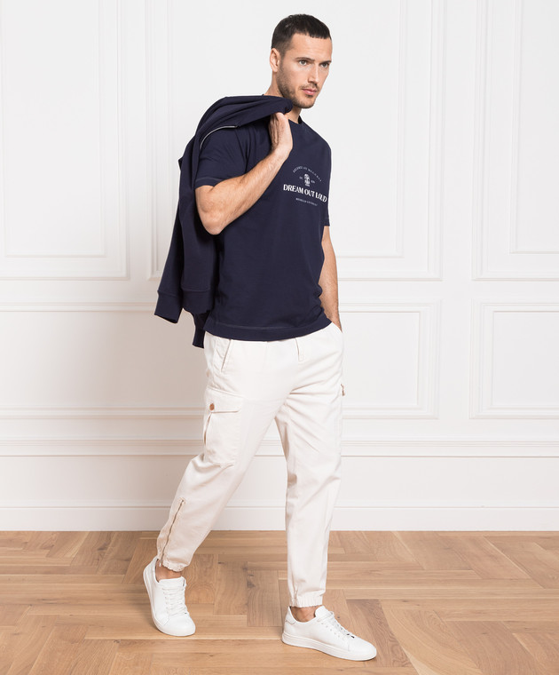 Brunello Cucinelli - Blaues T-Shirt mit „Dream out Loud“-Aufdruck