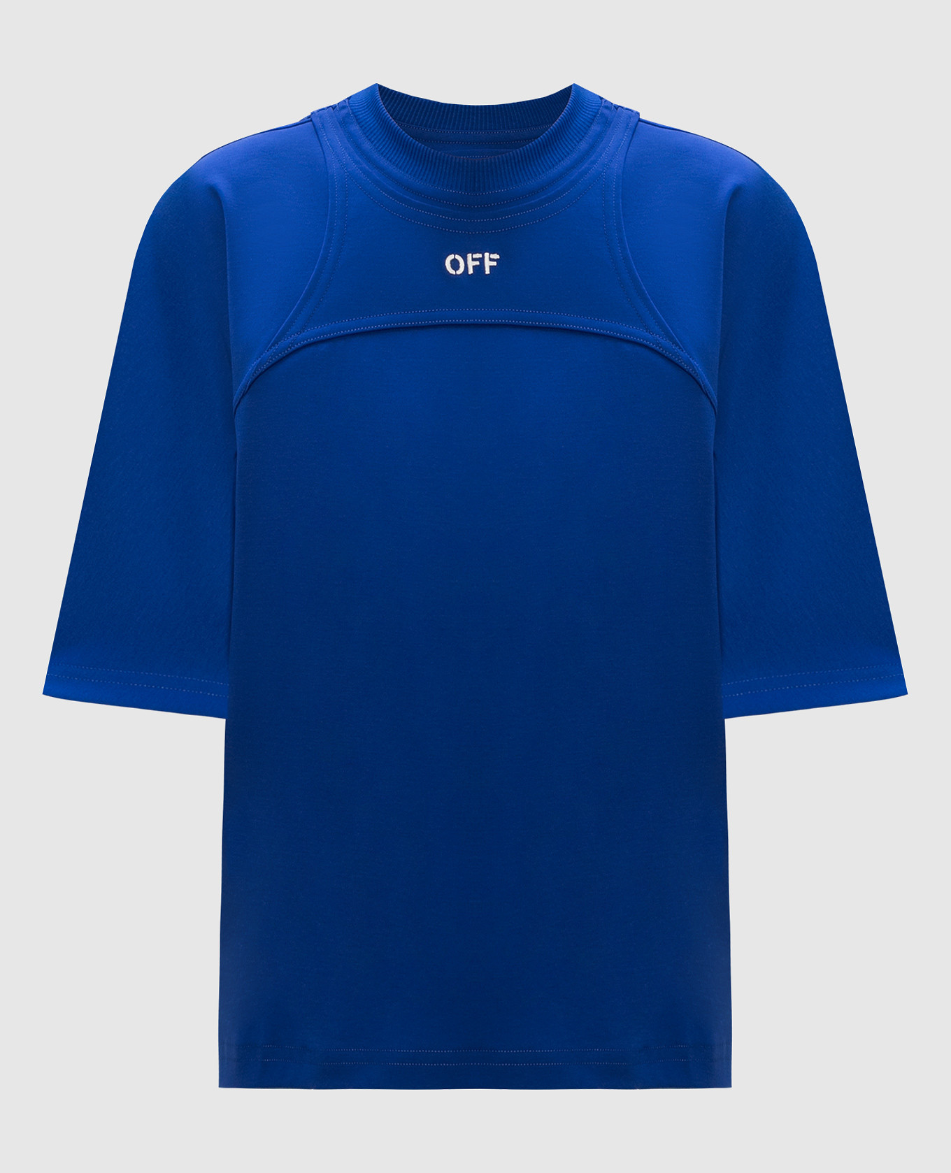 Blue t-shirt with logo embroidery off-white
