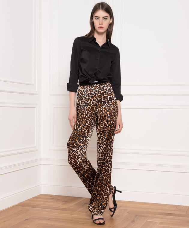 Tom Ford - Animal print silk trousers with logo PAW396FAP164