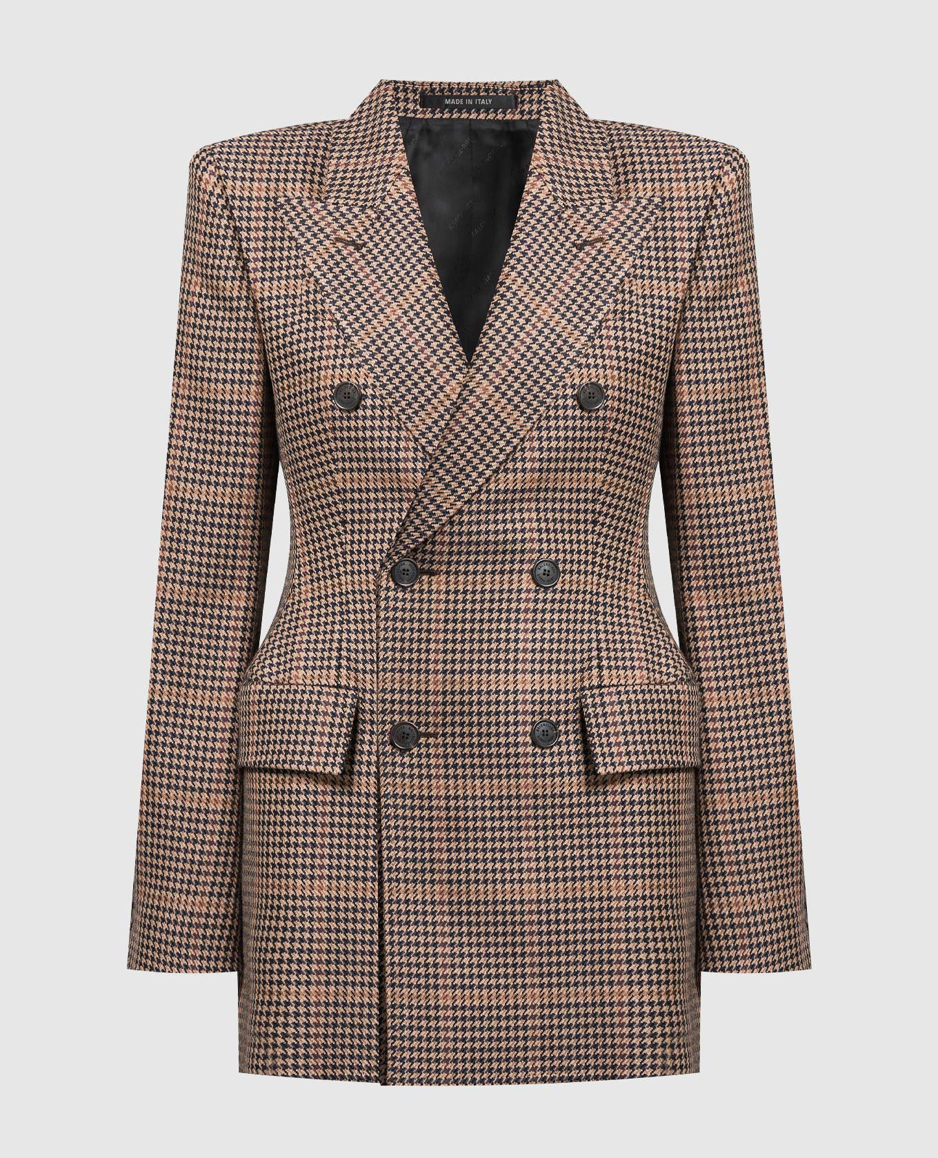 Brown double-breasted jacket in a houndstooth pattern balenciaga