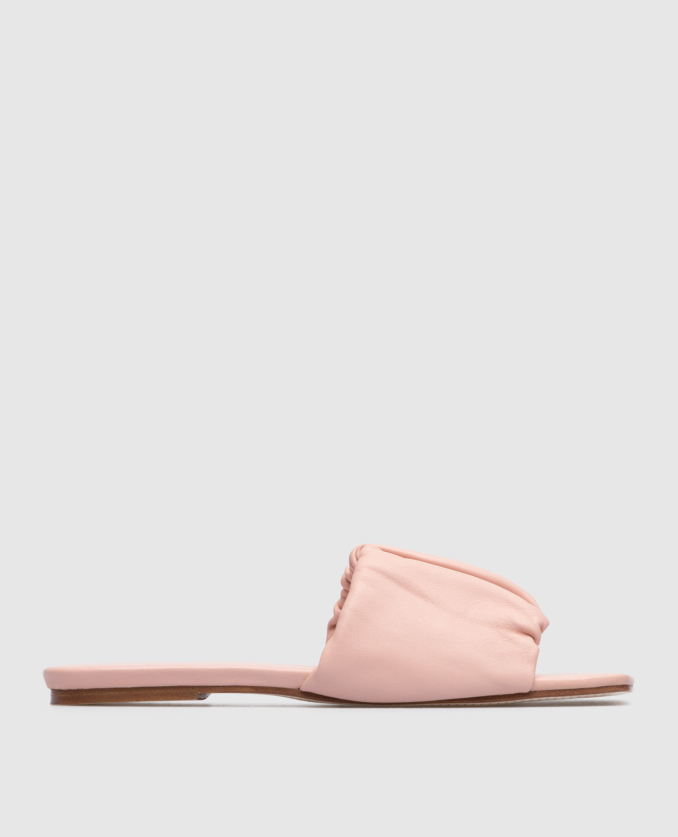 

Mauritia Pink Draped Leather Slippers Giulia Taddeucci