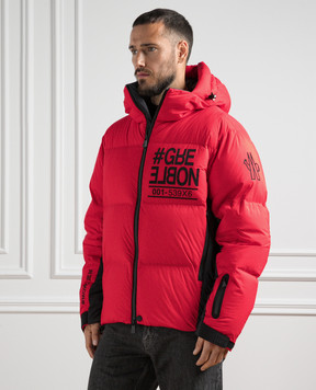 Moncler Grenoble Pramint red down jacket with logo 1A00021539X6