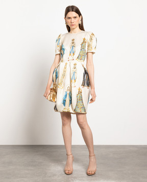 Dolce&Gabbana Beige Madonne print silk dress F6D9LTGDN33