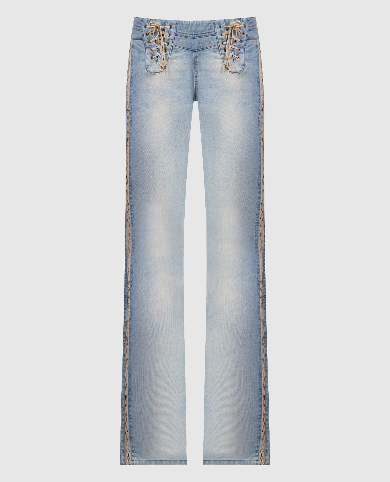 

Blue flared jeans with metallic logo Roberto Cavalli, Голубой