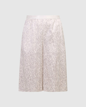 Agnona Beige shorts made of silk in the Hundred knots pattern T80703YSS001