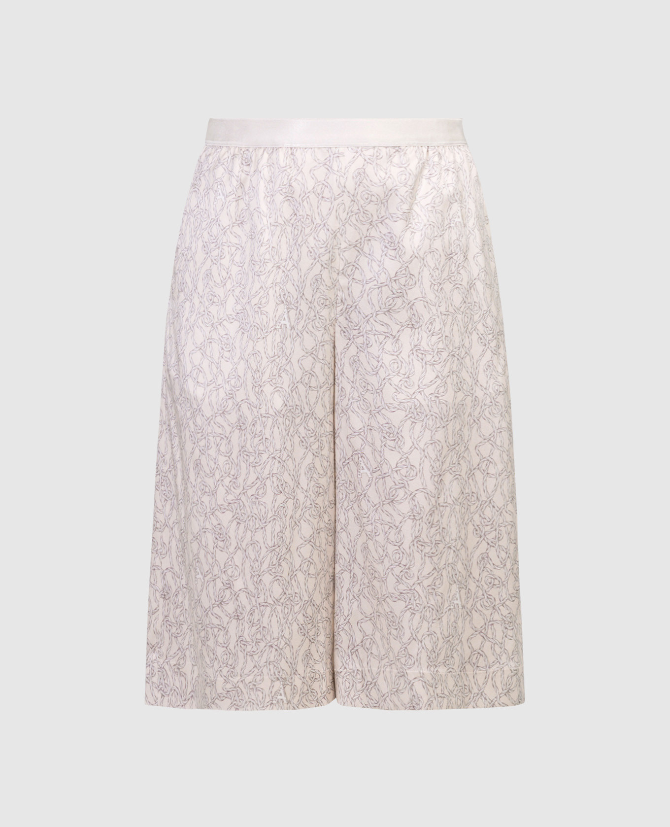 Beige shorts made of silk in the hundred knots pattern agnona