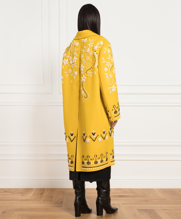 Ermanno Scervino - Yellow wool and cashmere coat with embroidery