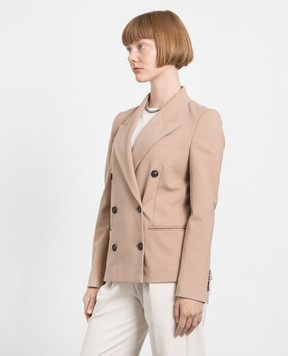 Brunello Cucinelli Beige double-breasted jacket with eco-brass M0R242368P