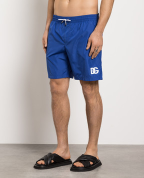 Dolce&Gabbana Blue swim shorts with DG print M4E39TFUSFW