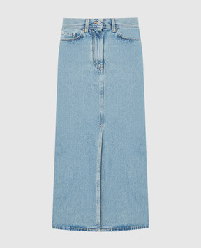 Lou Lou Studio Rona midi blue denim skirt with logo patch RONA