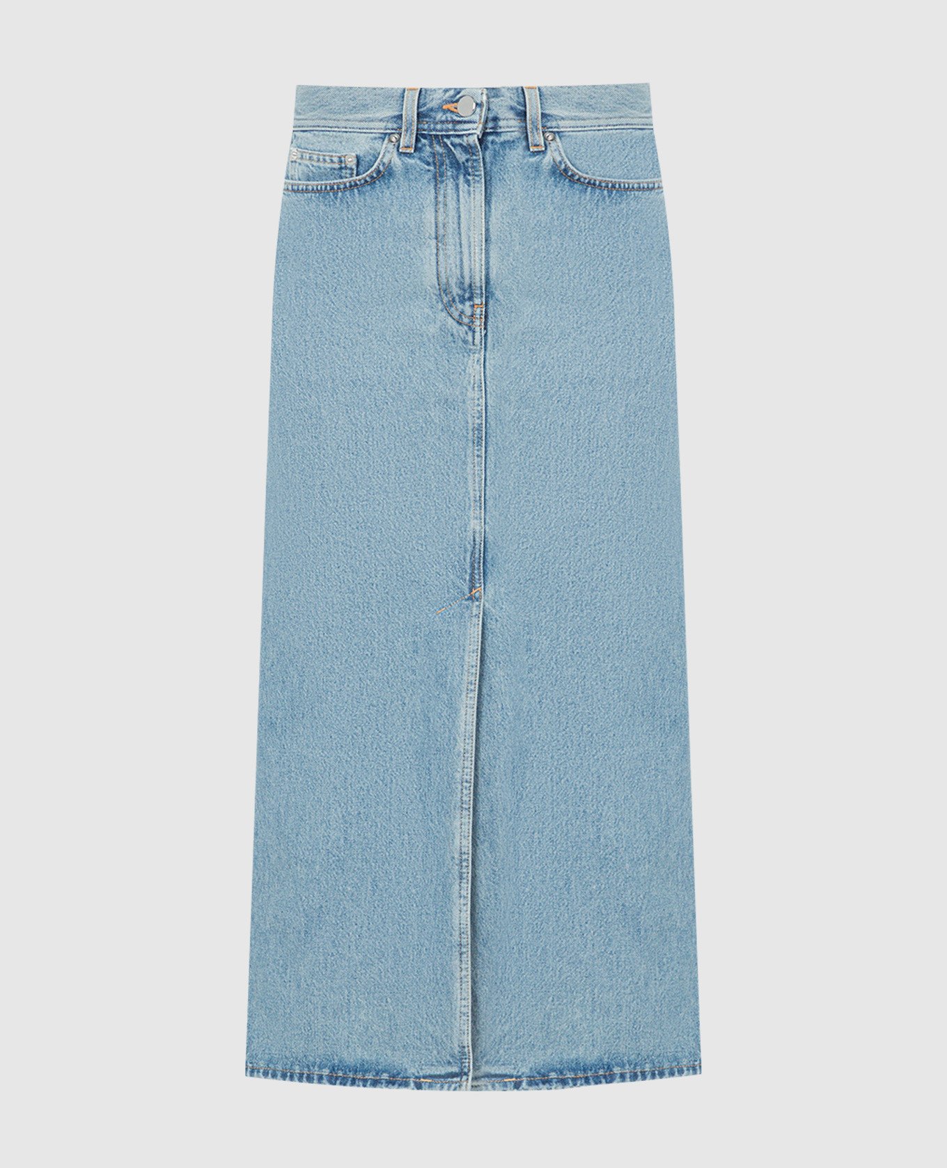 

Rona midi blue denim skirt with logo patch Lou Lou Studio, Light blue