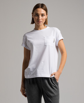 Brunello Cucinelli White t-shirt with monil chain M0T18BB300