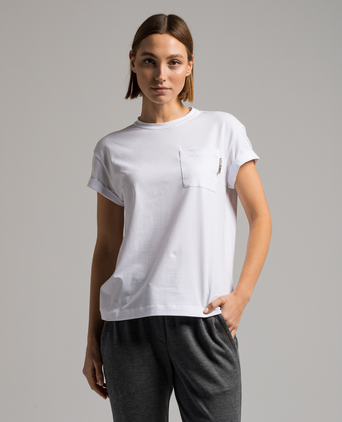 

White t-shirt with monil chain Brunello Cucinelli