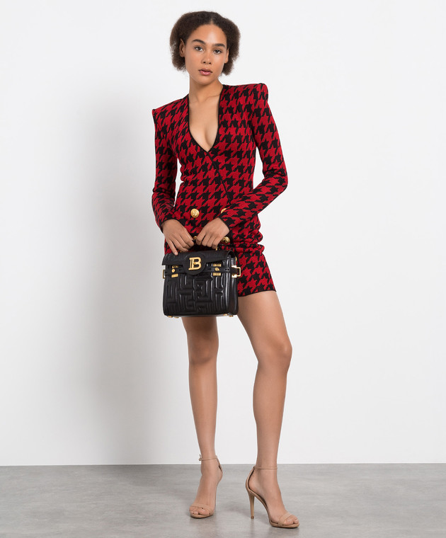 Balmain - Red houndstooth mini dress with branded buttons YF1R8025KC17 -  shop with European delivery at Symbol