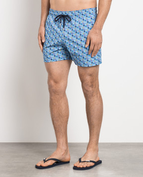 Vilebrequin Blue Micro Tortues Rainbow Print Swim Shorts MSOU3F39