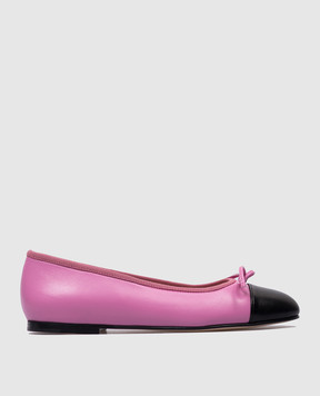 Babe Pay Pls Pink leather ballet flats with a bow 21515271281004
