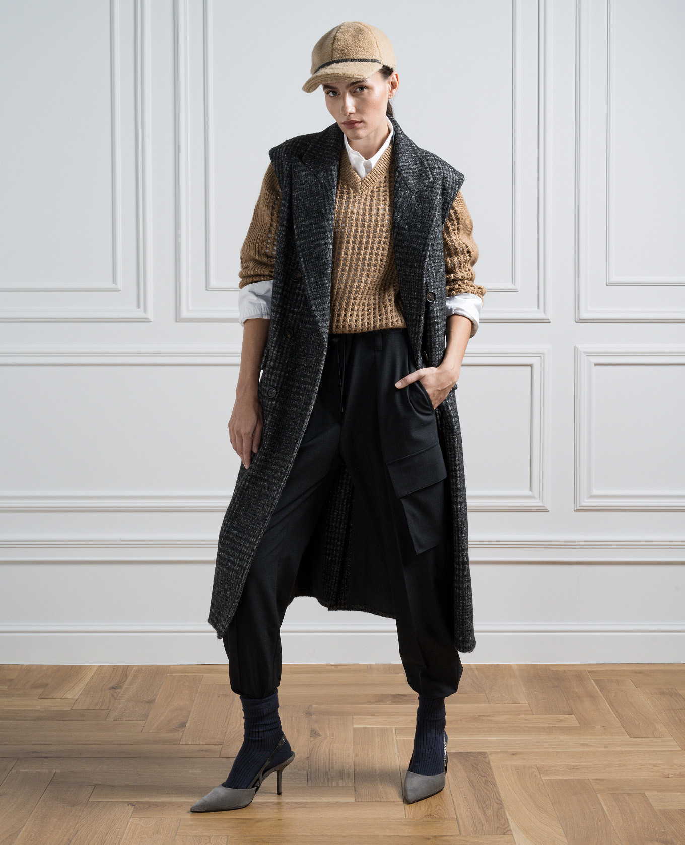Brown openwork pullover with lurex Brunello Cucinelli 2