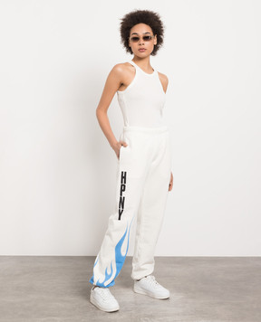 Heron Preston Law Flames logo joggers in white HWCH003S23JER002