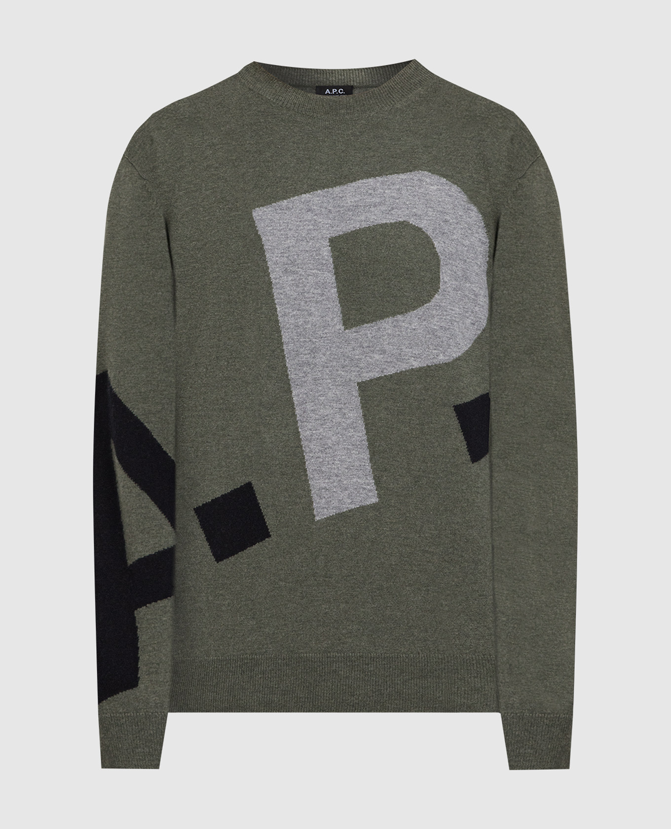 

Green wool jumper with logo pattern A.P.C