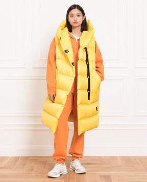 Ermanno Scervino Yellow down vest with logo patch D410A366HDN