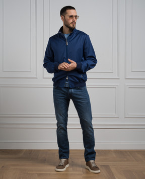 Stefano Ricci Blue jeans with leather logo patch MST41S2010