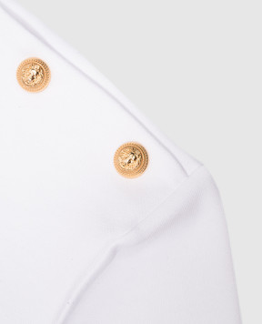Balmain Children's white sweatshirt in a stripe with a logo BU4A20Z1909410