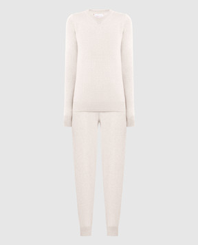 Babe Pay Pls White cashmere sweater and joggers suit MD9671307341PF