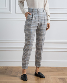 Peserico Gray checkered wool pants P0462808331