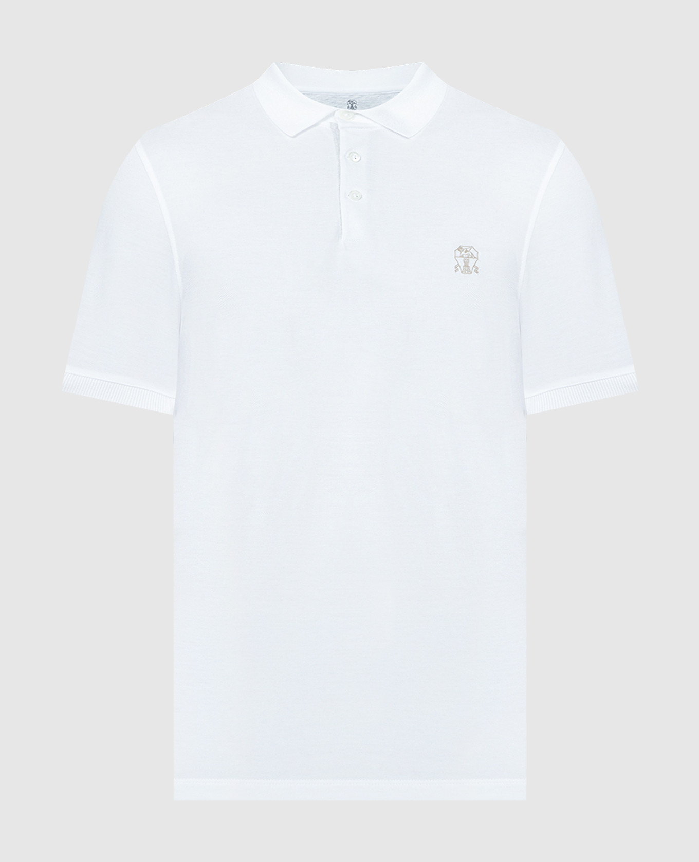 

White polo with logo emblem print Brunello Cucinelli