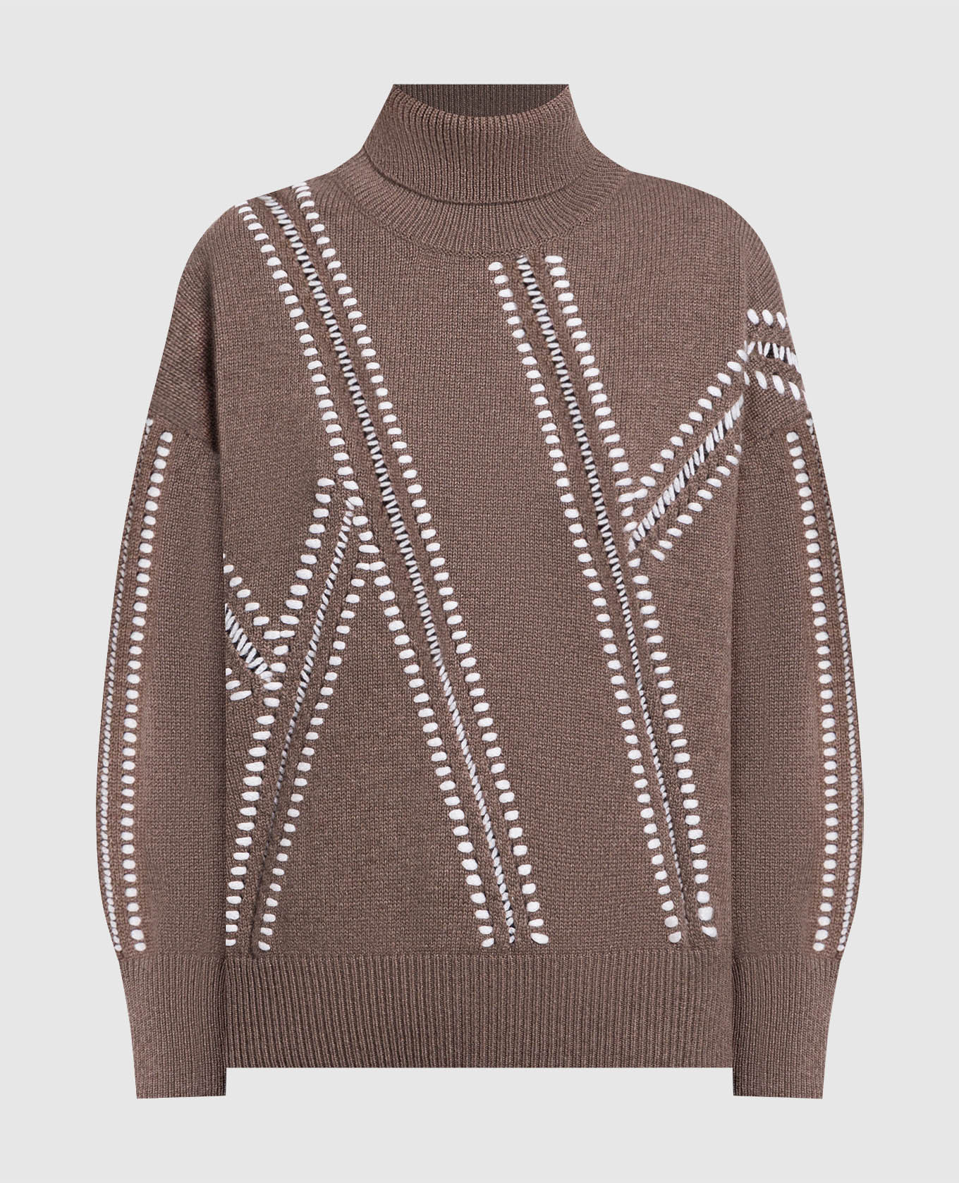 

Brown sweater made of cashmere in a geometric pattern Enrico Mandelli, Коричневый
