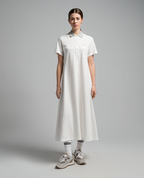 Brunello Cucinelli White logo embroidered polo dress with lurex M0T63A5209